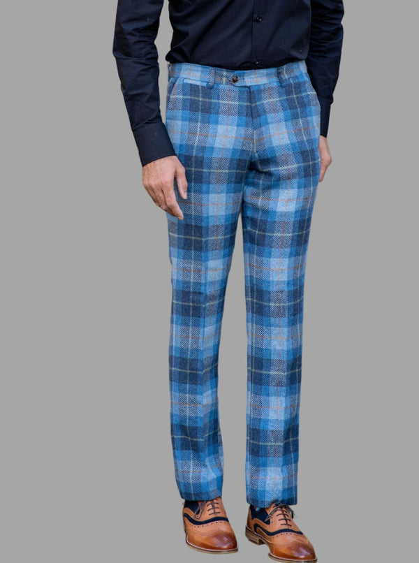 Marc Darcy Morris Blue Tweed Check Trousers