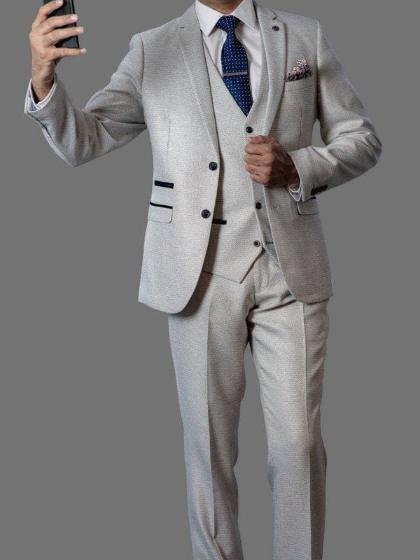 Marc Darcy Ronald Men’s 3 Piece Cream Suit - Suits
