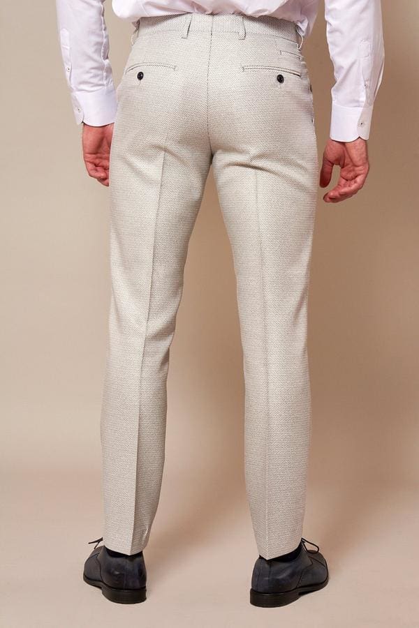 Marc Darcy Ronald Mens Cream Slim Fit Textured Suit Trousers - Suit & Tailoring