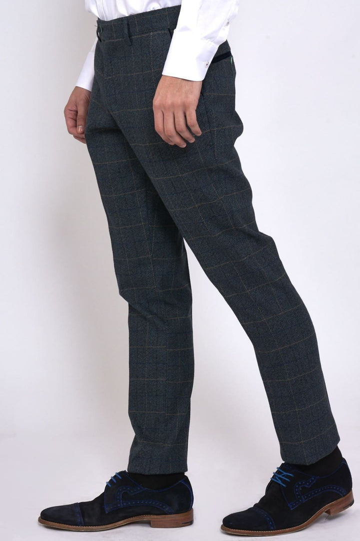 Marc Darcy Scott Blue Check Tweed Trousers - Suit & Tailoring