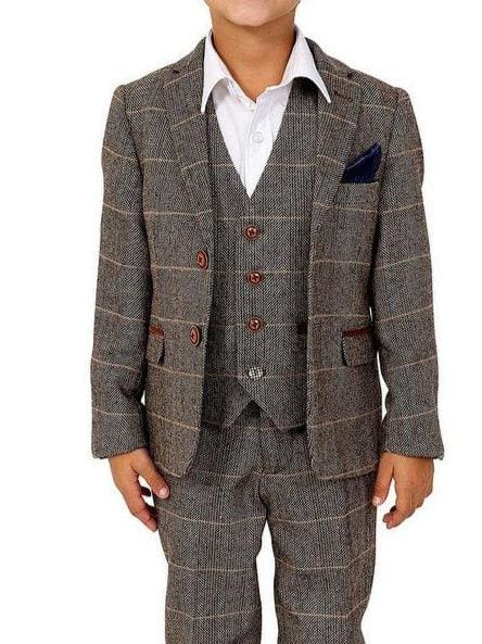 Marc Darcy Ted Boy’s 3 Piece Brown Slim Fit Suit - Suit & Tailoring