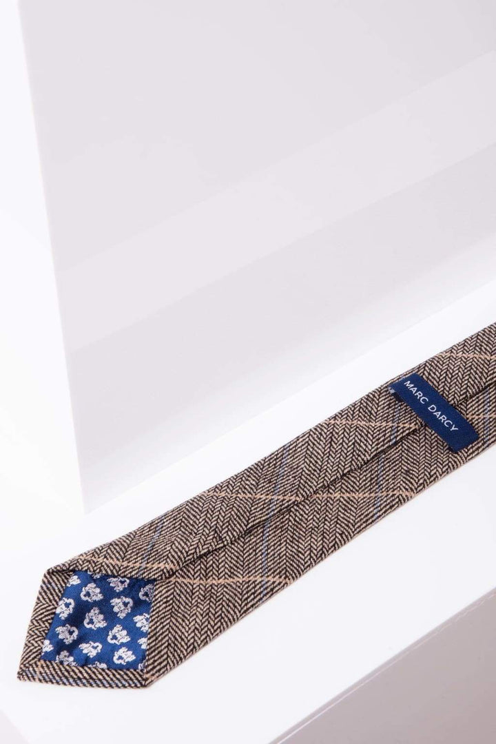 Marc Darcy TED Tan Tweed Check Tie - accessories