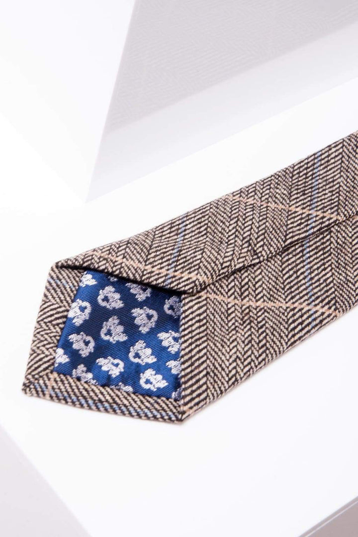 Marc Darcy TED Tan Tweed Check Tie - accessories