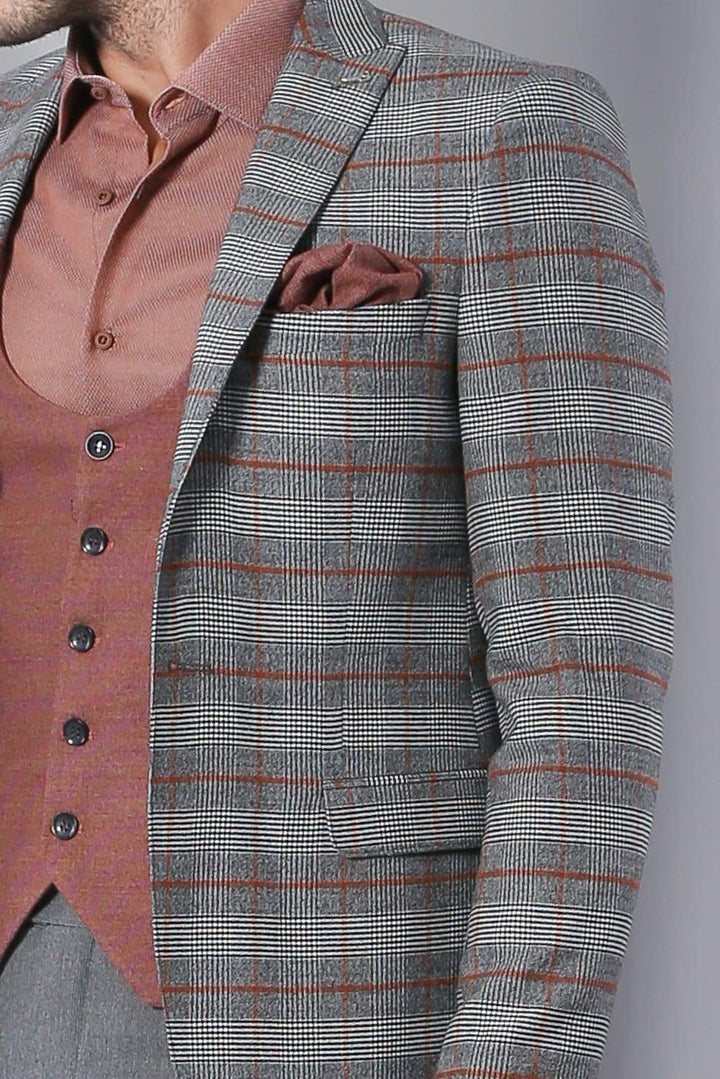 Christian Mens 3 Piece Grey Brown Mix & Match Slim Fit Suit - 36R - Suit & Tailoring