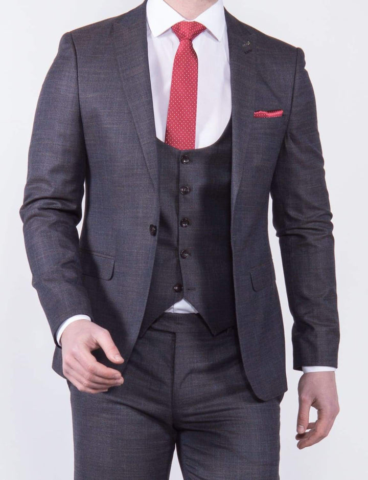 Galbani Mens 3 Piece Slim Fit Italian Style Brown Suit - 36R - Suit & Tailoring