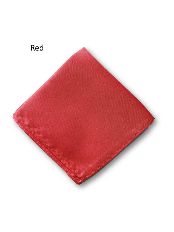 Mens Plain Satin Pocket Square Hankie Hankerchief For Weddings & Formal Suit Blazer Jacket - Red - Accessories