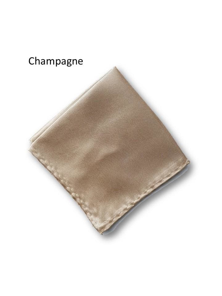 Mens Plain Satin Pocket Square Hankie Hankerchief For Weddings & Formal Suit Blazer Jacket - Champagne - Accessories