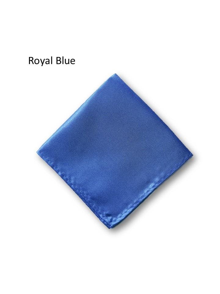 Mens Plain Satin Pocket Square Hankie Hankerchief For Weddings & Formal Suit Blazer Jacket - Royal Blue - Accessories