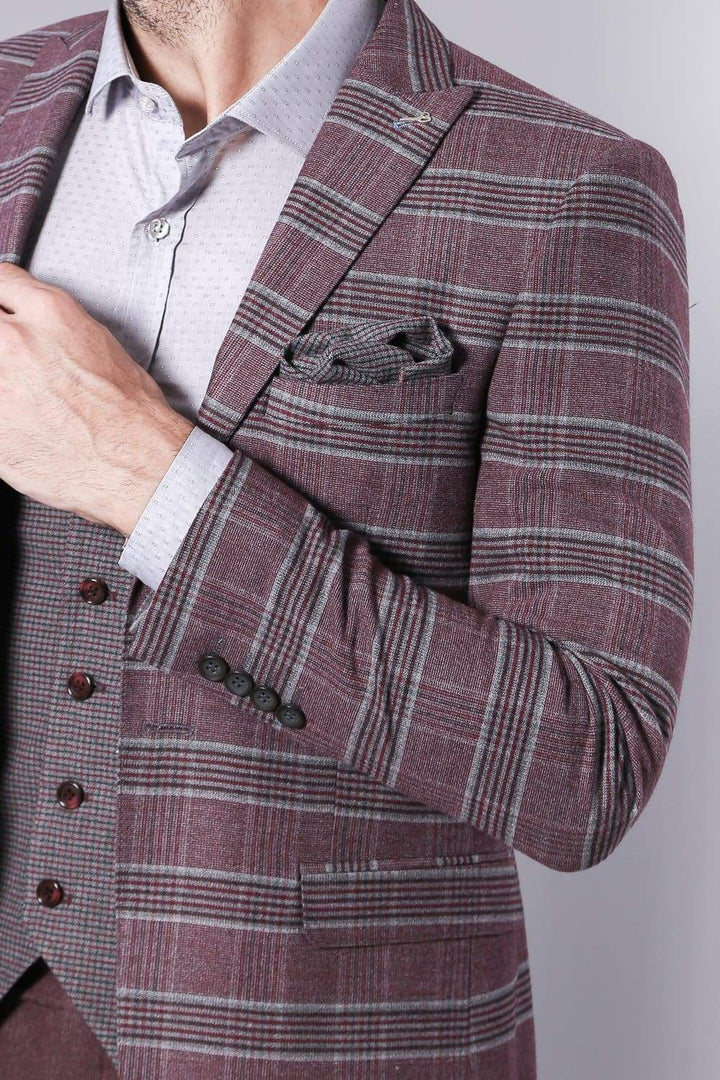 Philip Mens 3 Piece Grey Purple Mix & Match Slim Fit Suit - Suit & Tailoring