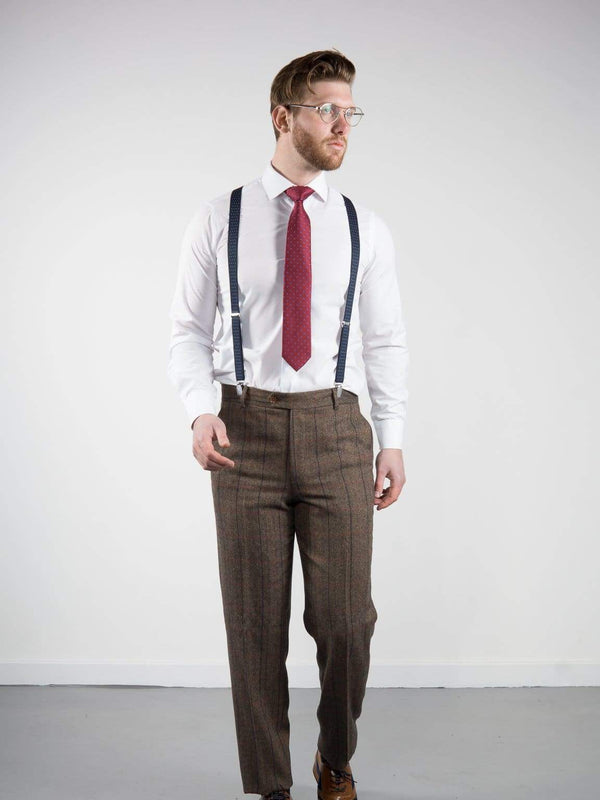 Marco Prince Ronan Brown Tweed Check Trousers - 30R - Suit & Tailoring