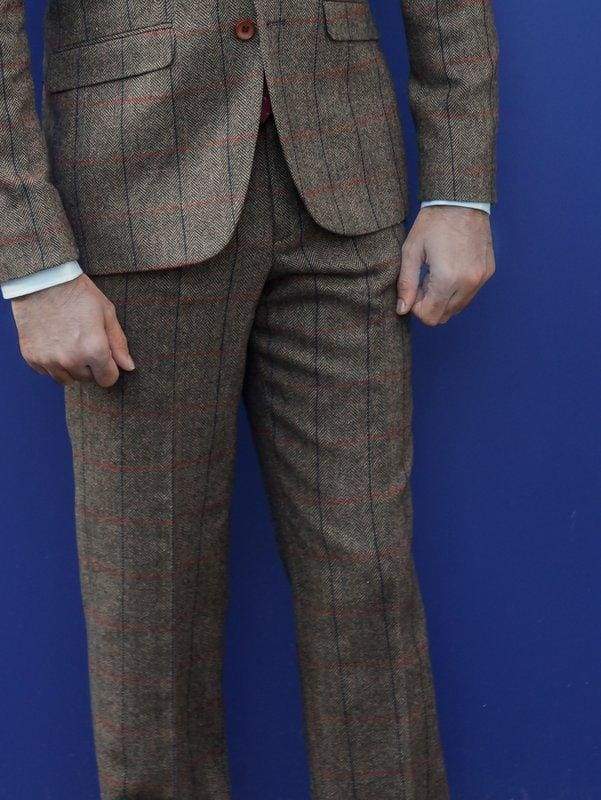 Marco Prince Ronan Brown Tweed Check Trousers - Suit & Tailoring