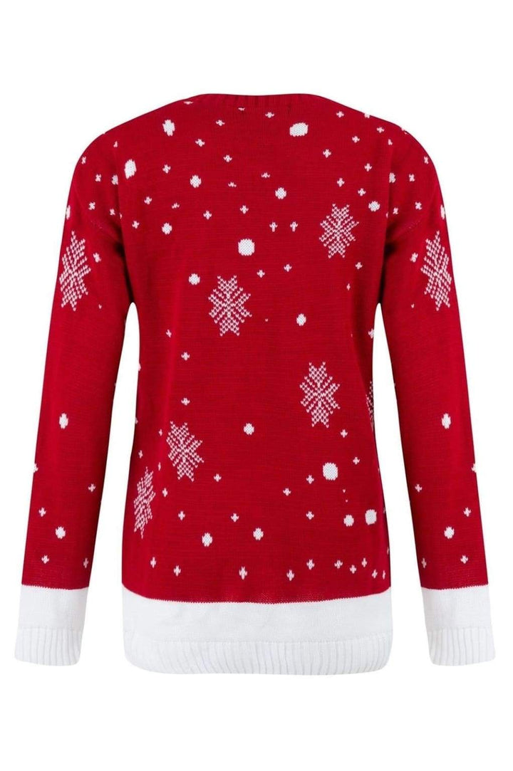 Marco Prince Womens Christmas Rudolph Reindeer Snow Flake Jumper In Red - FOR HER