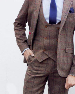 Marco Prince Ronan Brown Tweed Check Waistcoat main image 0