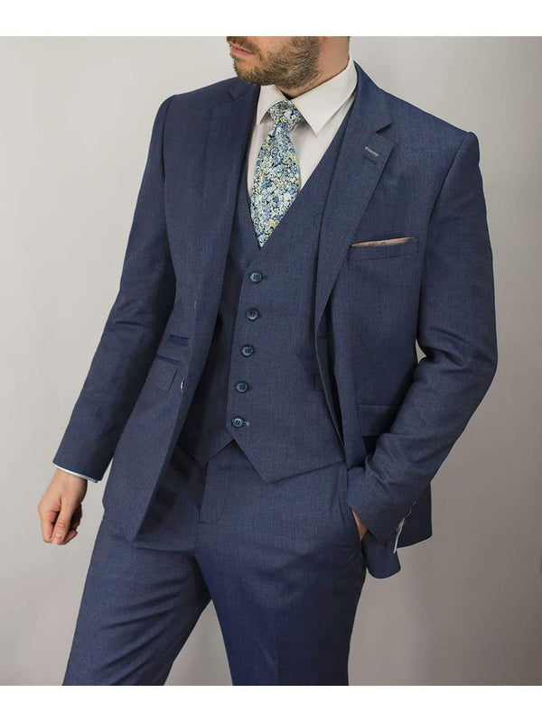 Steele 3 Piece Slim Fit Blue Suit - 36S / 30S - Suit & Tailoring