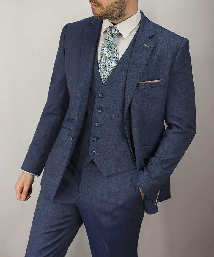 Steele 3 Piece Slim Fit Blue Suit - Suit & Tailoring