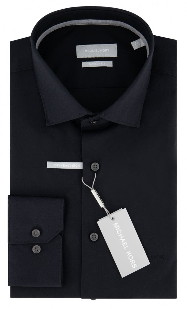 Michael Kors Men’s Black Long Sleeve Single Cuff Premium Tailored Fit Shirt - 14.5 - Shirts