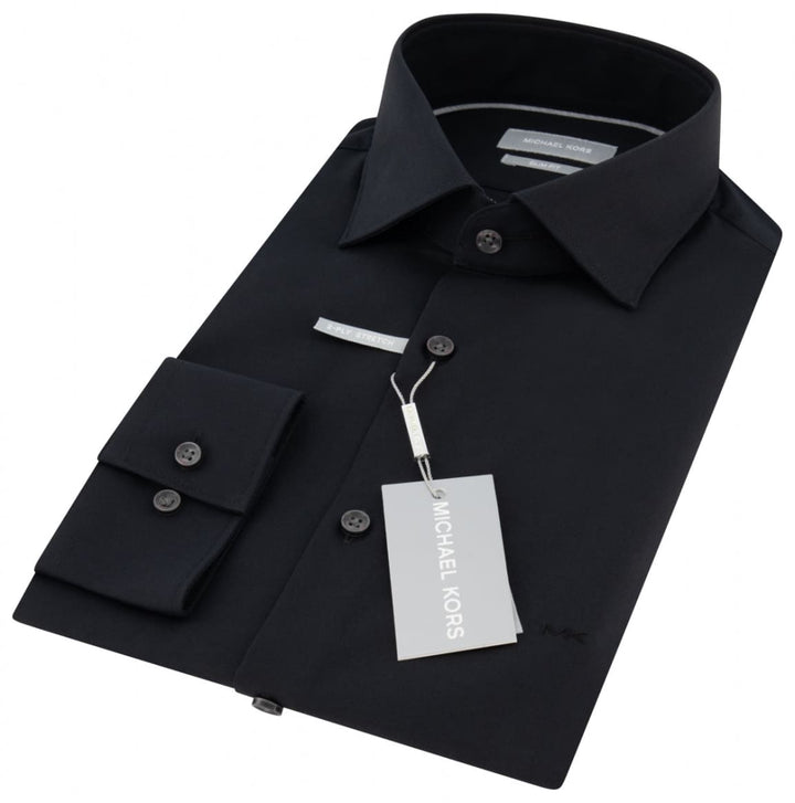 Michael Kors  Michael Kors Black Premium Poplin Stretch Slim Fit Shirt -  MENSWEARR