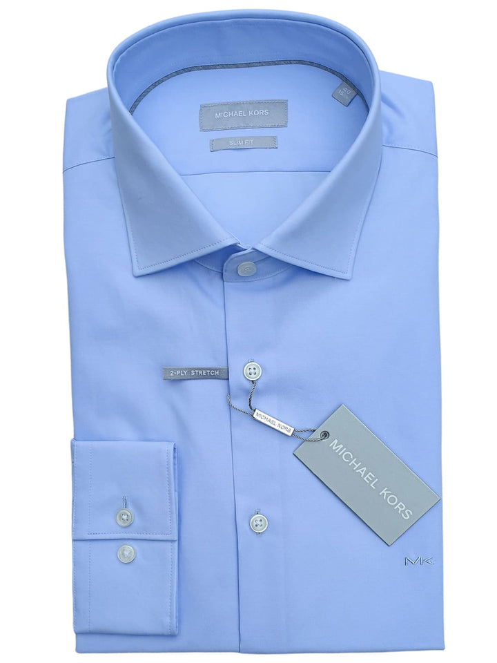 Michael Kors Men’s Light Blue Long Sleeve Single Cuff Premium Tailored Fit Shirt - 14.5 - Shirts