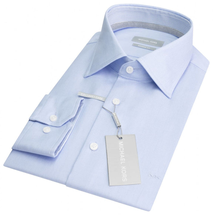 Michael Kors Light Blue Solid Dobby Modern Shirt - Shirts