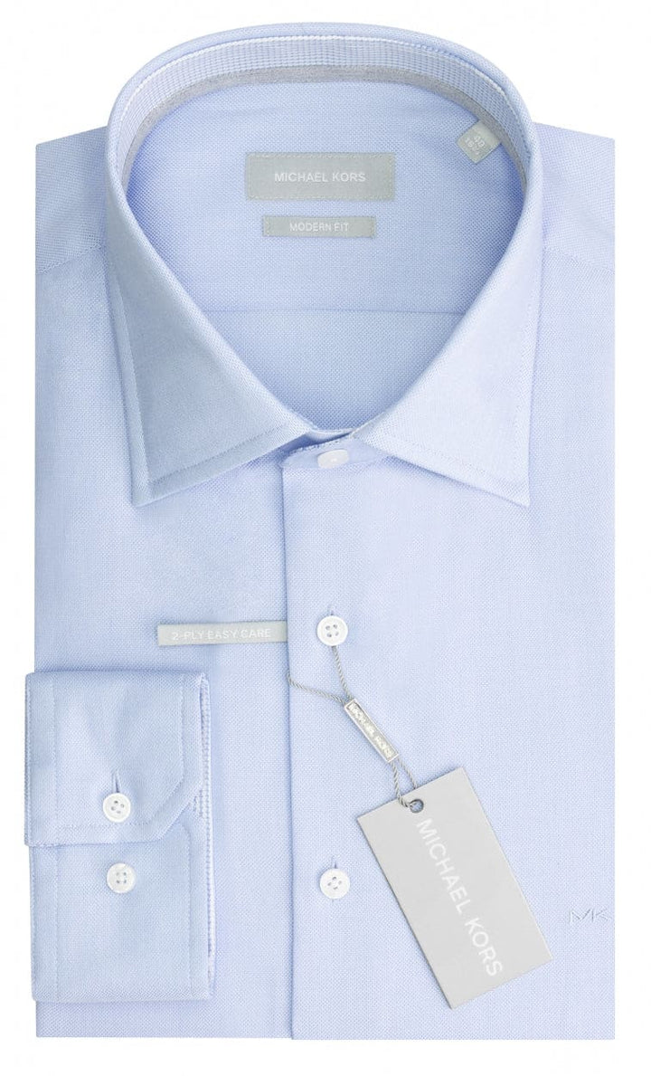 Michael Kors Light Blue Solid Dobby Modern Shirt - 14.5 - Shirts