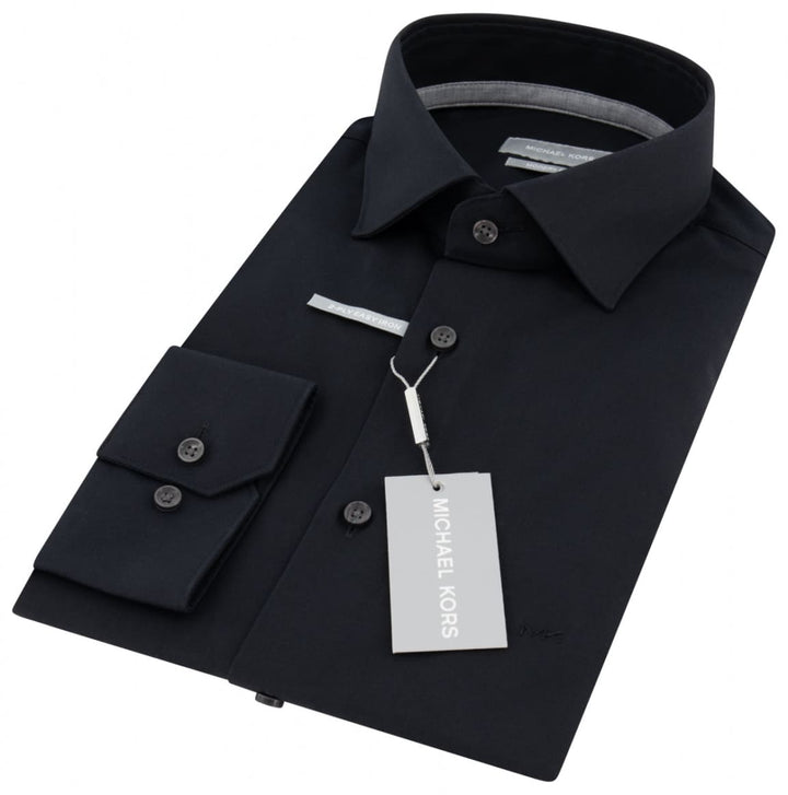 Michael Kors Men’s Black Long Sleeve Single Cuff Premium Tailored Fit Shirt - Shirts
