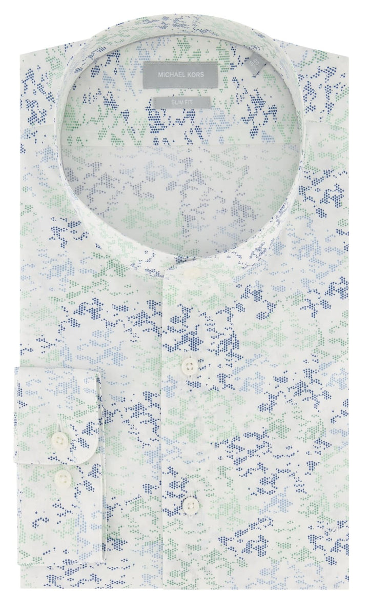 Michael Kors Men’s Lichen Mandarin Collar Single Cuff Premium Slim Fit Shirt - Shirts