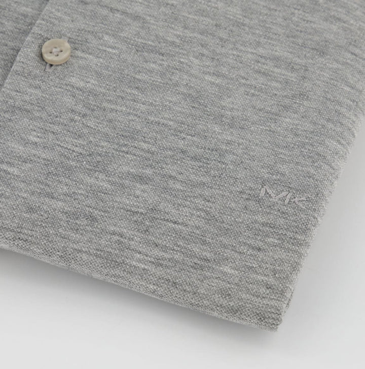 Michael Kors Men’s Parma Grey Solid Pique Premium Slim Fit Shirt - Shirts