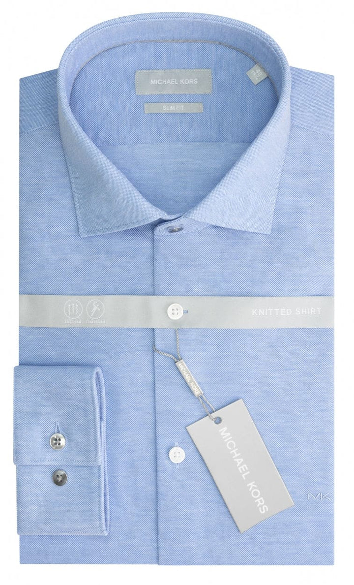 Men’s Parma Light Blue Solid Pique Premium Slim Fit Michael-Kors Shirt - 14.5 - Shirts