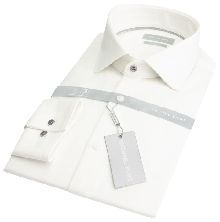 Men’s Parma White Solid Pique Premium Slim Fit Michael-Kors Shirt - Shirts