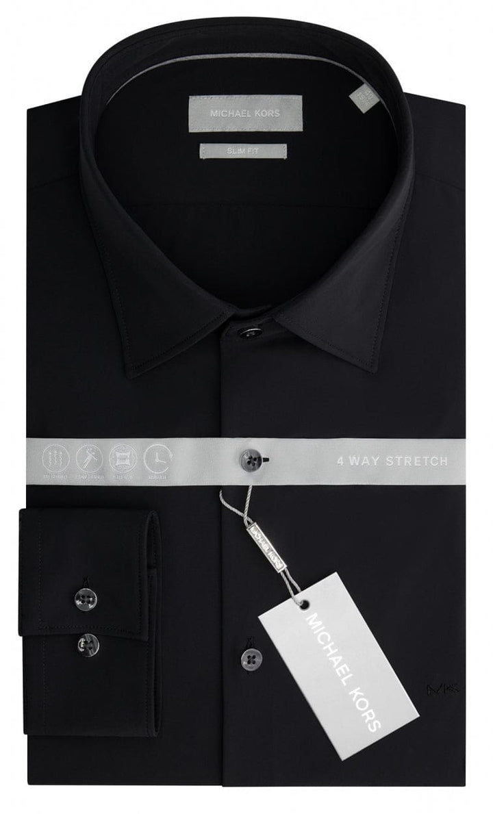 Michael Kors | Michael Kors Men's Raleigh Black Performance Premium Stretch Slim Shirt - MENSWEARR MENSWEARR.COM Michael Kors | Michael Kors Men's Raleigh Black Performance Premium Stretch Slim Shirt - MENSWEARR MENSWEARR.COM