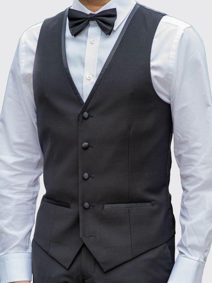 Paul Andrew Harry Black Slim Fit Tuxedo Waistcoat - Waistcoats