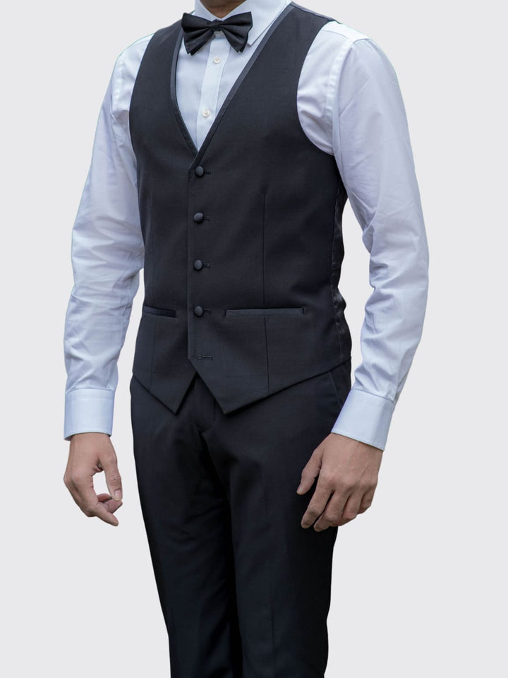 Paul Andrew Harry Black Slim Fit Tuxedo Waistcoat - Waistcoats