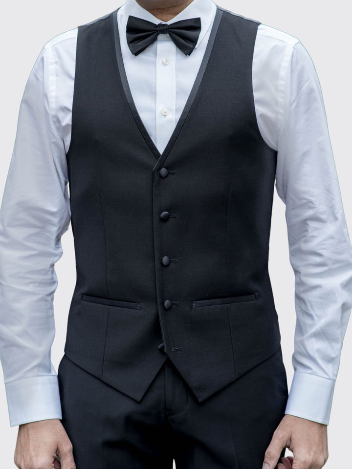 Paul Andrew Harry Black Slim Fit Tuxedo Waistcoat - UK34R EU44 - Waistcoats