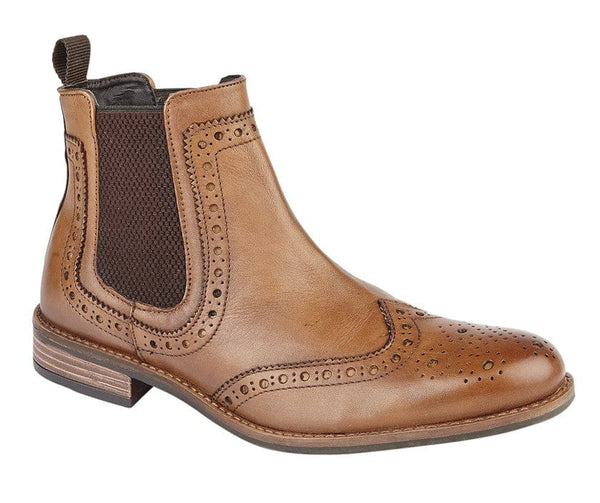 Arthur Tan Leather Brogue Twin Gusset Boots - UK7 | EU41 - Boots