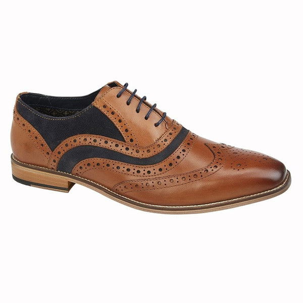 Harry Tan Leather Navy Suede Brogue Oxford Shoes
