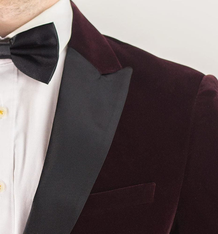 Rosa Wine Slim Fit Velvet Style Jacket - Suit & Tailoring