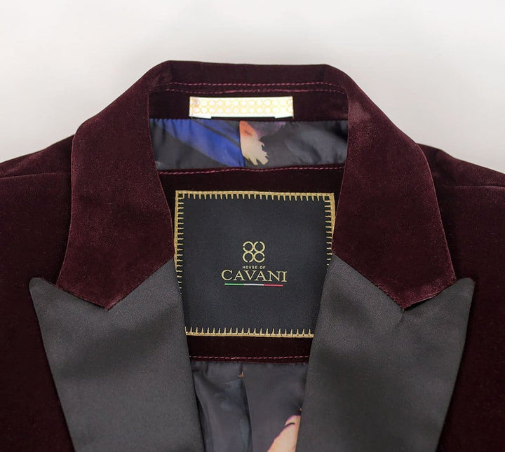 Rosa Wine Slim Fit Velvet Style Jacket - Suit & Tailoring