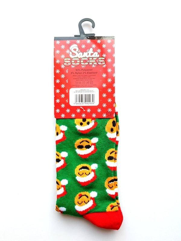 Santa Socks Green Santa Face Socks - Accessories