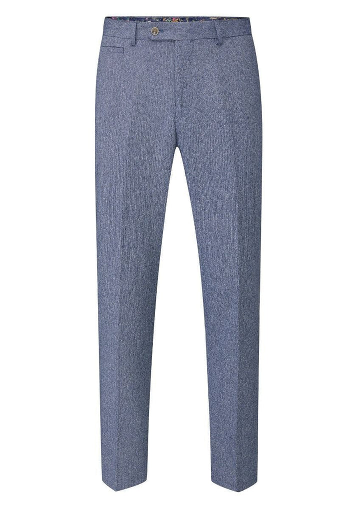 Skopes Jude Blue Herringbone Tailored Trousers - Suit & Tailoring