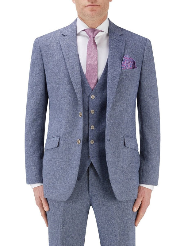 Skopes Jude Blue Herringbone Tweed Jacket - 38S - Suit & Tailoring