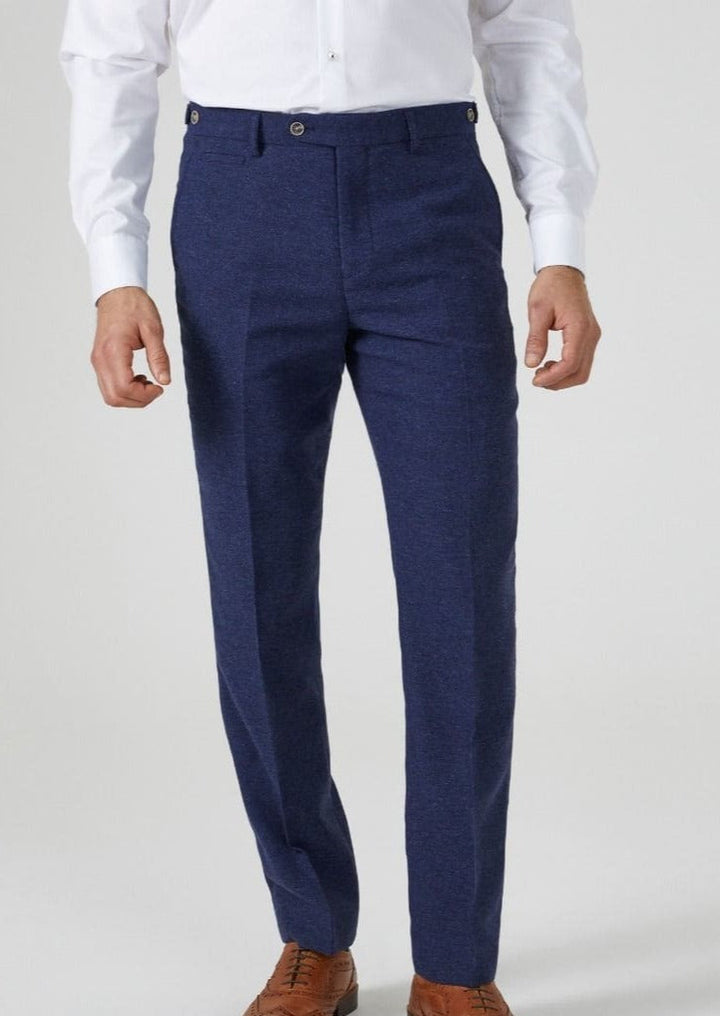 Skopes Jude Navy Blue Herringbone Tweed 3 Piece Suit - Suits