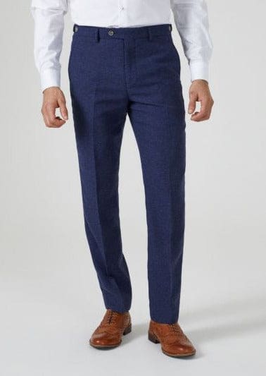 Skopes Jude Navy Herringbone Tweed Tailored Trousers - Trousers