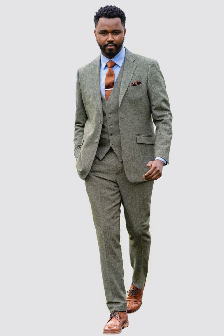 Skopes Jude Sage Herringbone Tweed Tailored Trousers - 40S - Trousers