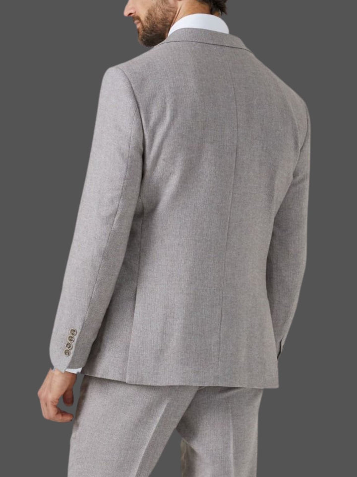 Skopes Jude Stone Beige Herringbone Tweed 3 Piece Suit - Suits