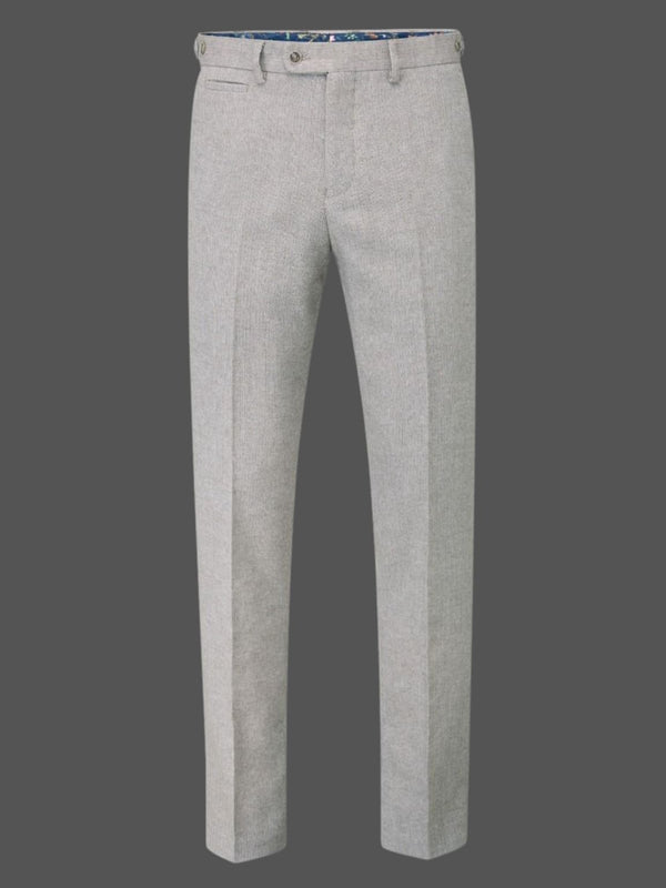 Skopes Jude Stone Beige Herringbone Tweed Tailored Trousers - 40S - Trousers