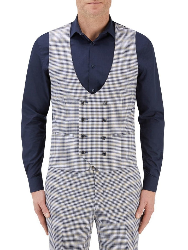 Skopes Sturridge Navy Cream Waistcoat - Suit & Tailoring
