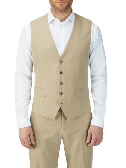 Skopes Tuscany Stone Linen Blend Suit Waistcoat - 34R - WAISTCOATS