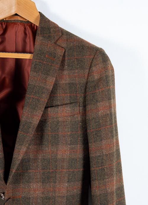 Brown Tweed Blazer 100% Wool Tailored Fit by Torre - Suit & Tailoring