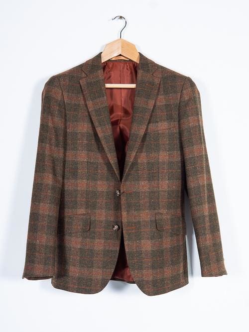 Brown Tweed Blazer 100% Wool Tailored Fit by Torre - 34 - Suit & Tailoring