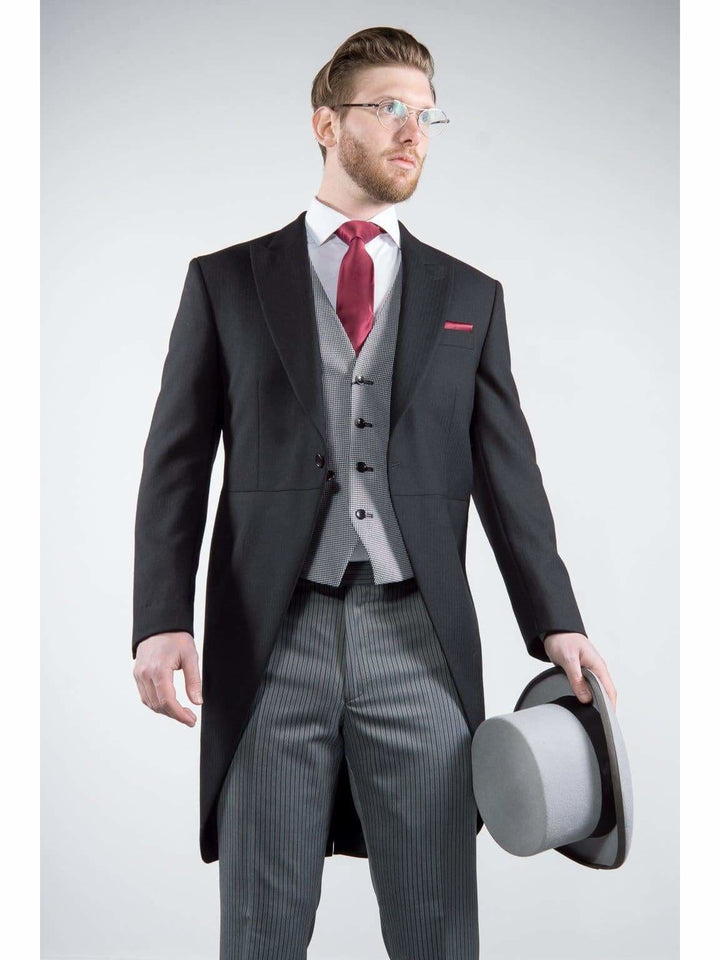 Classic Black Herringbone Morning Suit Package - Suit & Tailoring